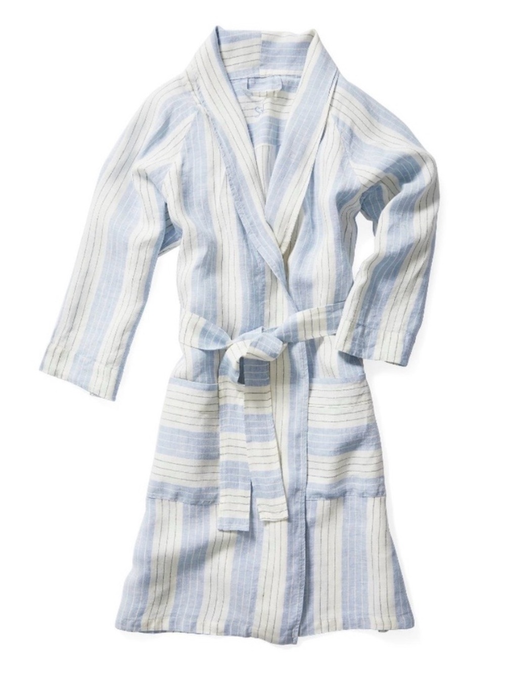 Serena & Lily 'Porto' Linen Robe Blue White Stripe size small medium like new